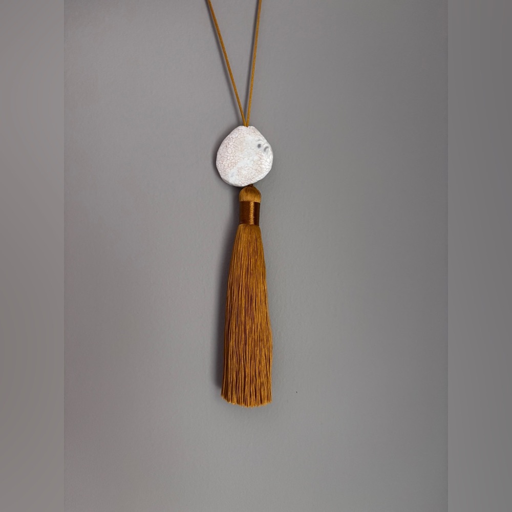 White Agate Gold Tassel Necklace